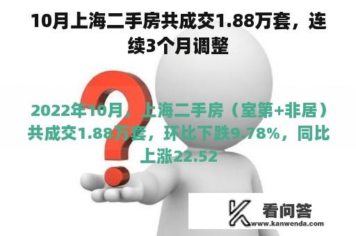 10月上海二手房共成交1.88万套，连续3个月调整