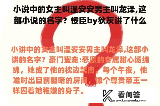 小说中的女主叫温安安男主叫龙泽,这部小说的名字？佞臣by狄灰讲了什么？