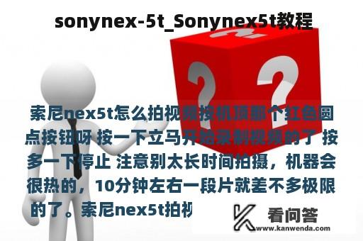  sonynex-5t_Sonynex5t教程