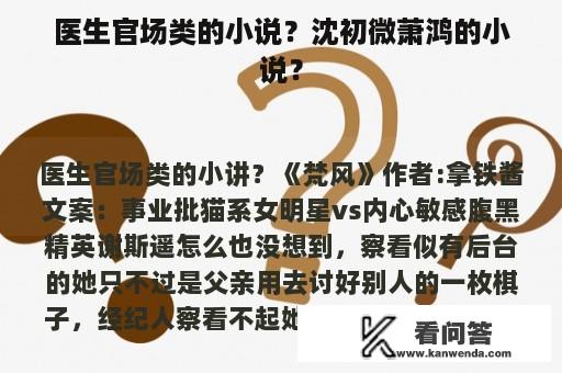 医生官场类的小说？沈初微萧鸿的小说？