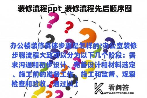  装修流程ppt_装修流程先后顺序图