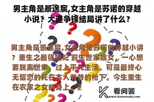 男主角是景逸宸,女主角是苏诺的穿越小说？大道争锋结局讲了什么？