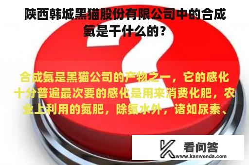 陕西韩城黑猫股份有限公司中的合成氨是干什么的？