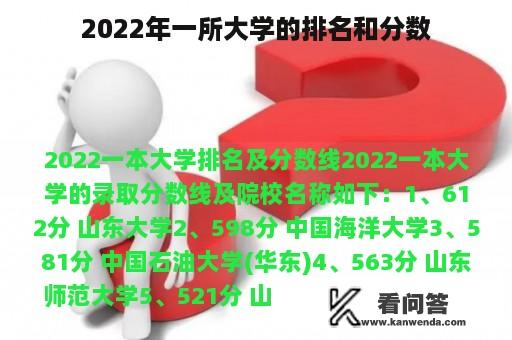 2022年一所大学的排名和分数