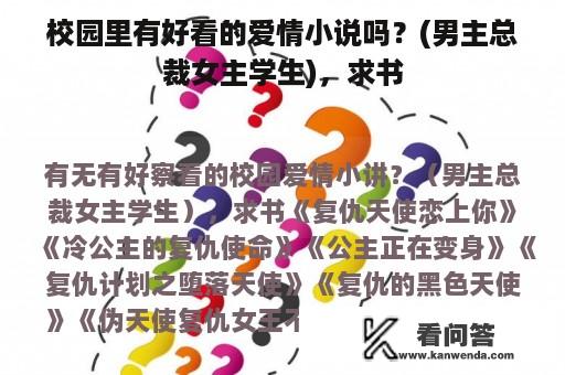 校园里有好看的爱情小说吗？(男主总裁女主学生)，求书