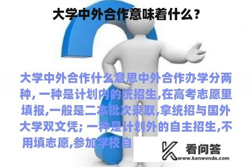 大学中外合作意味着什么？