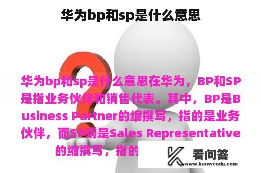 华为bp和sp是什么意思