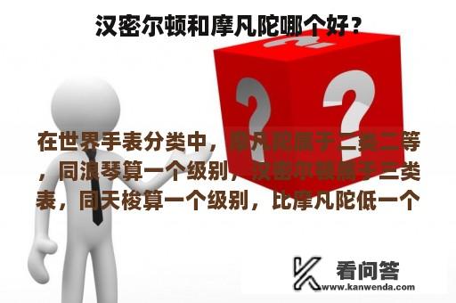 汉密尔顿和摩凡陀哪个好？