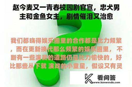 赵今麦又一青春校园剧官宣，忠犬男主和金鱼女主，剧情催泪又治愈