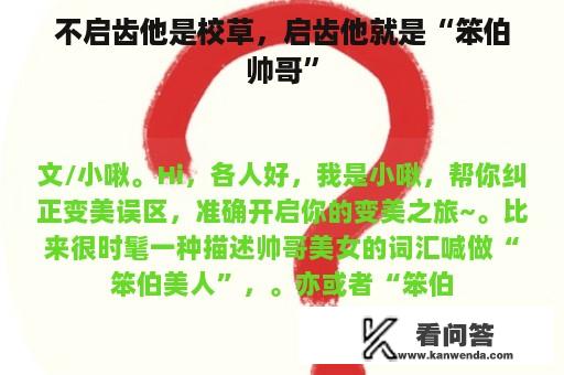 不启齿他是校草，启齿他就是“笨伯帅哥”