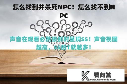 怎么找到并杀死NPC！怎么找不到NPC