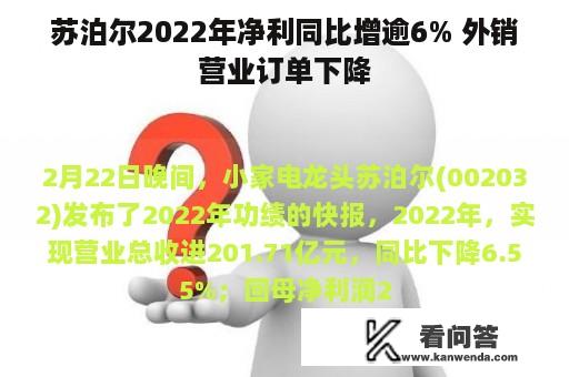 苏泊尔2022年净利同比增逾6% 外销营业订单下降