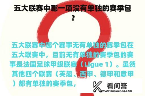 五大联赛中哪一项没有单独的赛季包？