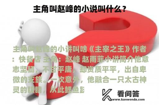 主角叫赵峰的小说叫什么？