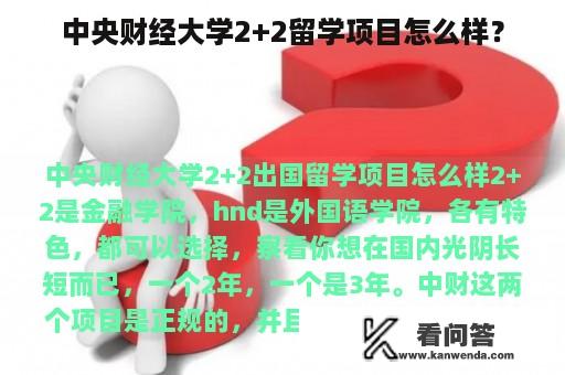 中央财经大学2+2留学项目怎么样？