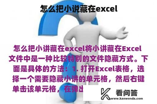 怎么把小说藏在excel