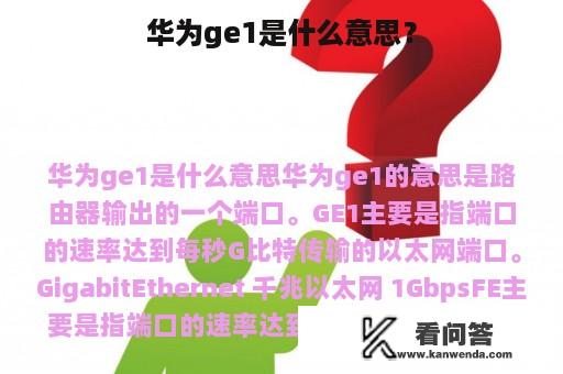 华为ge1是什么意思？