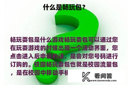 什么是畅玩包？