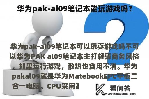 华为pak-al09笔记本能玩游戏吗？