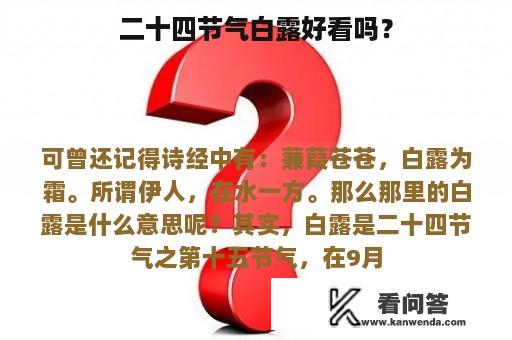 二十四节气白露好看吗？