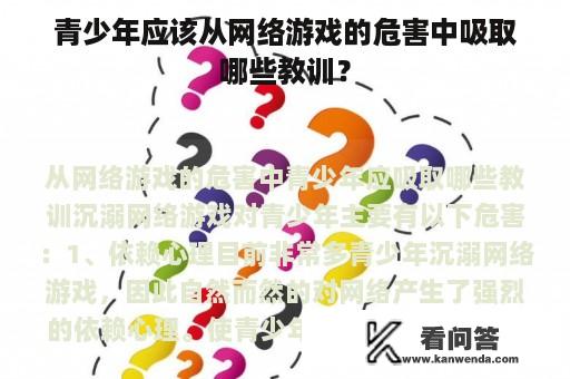 青少年应该从网络游戏的危害中吸取哪些教训？