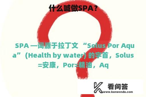 什么喊做SPA？