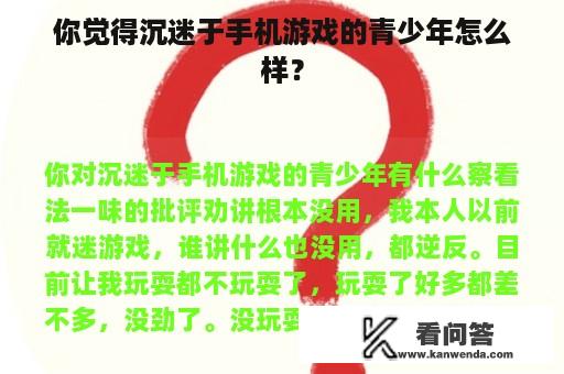 你觉得沉迷于手机游戏的青少年怎么样？