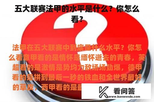 五大联赛法甲的水平是什么？你怎么看？