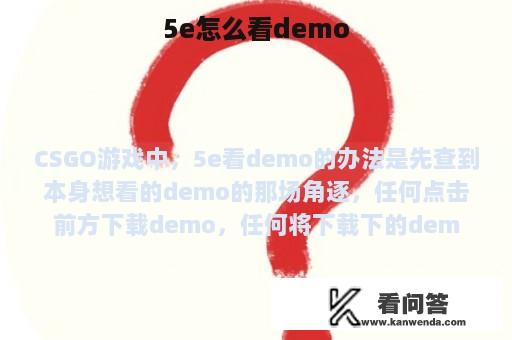 5e怎么看demo