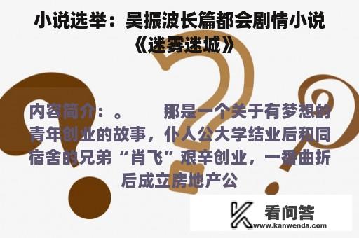 小说选举：吴振波长篇都会剧情小说《迷雾迷城》