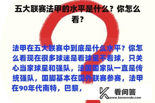 五大联赛法甲的水平是什么？你怎么看？