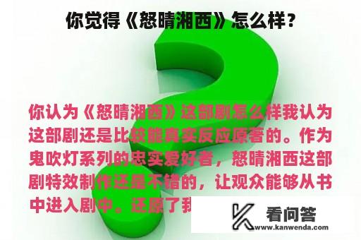 你觉得《怒晴湘西》怎么样？