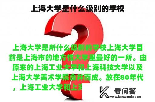 上海大学是什么级别的学校