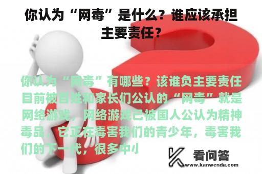 你认为“网毒”是什么？谁应该承担主要责任？