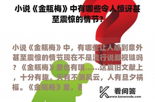 小说《金瓶梅》中有哪些令人惊讶甚至震惊的情节？