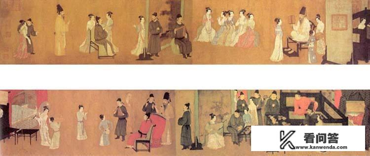 《韩熙载夜宴图》为什么会画成五幅连环画的格式呢？说一下你对这幅长卷的理解？