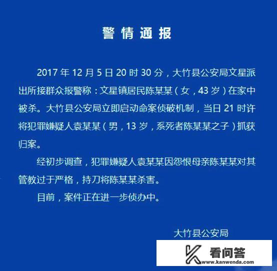 四川达州一13岁男同学杀死43岁母亲，家长应该怎么教育孩子？