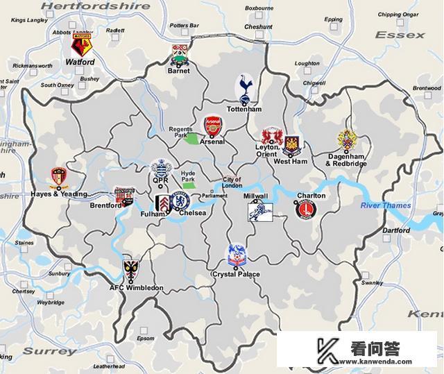 伦敦有几支英超球队？都在什么区域？