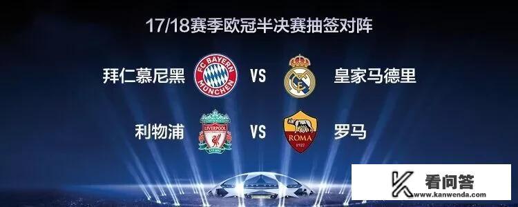 欧冠四强对阵图已出，拜仁VS皇马、利物浦VS罗马，你更看好哪两队晋级决赛？