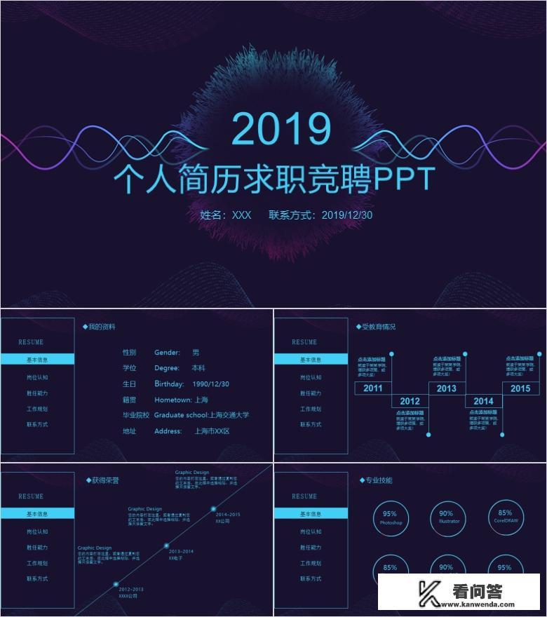 有没有去面试的个人简历PPT模板分享？