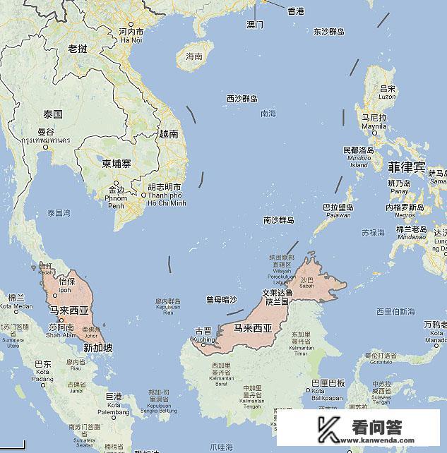 马来西亚在地图哪个位置？