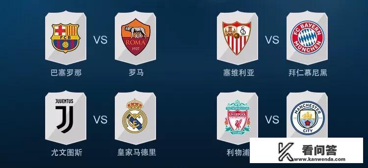 欧冠4分之一决赛对阵出炉，你最期待哪场对决，哪四支球队会进入下一轮？