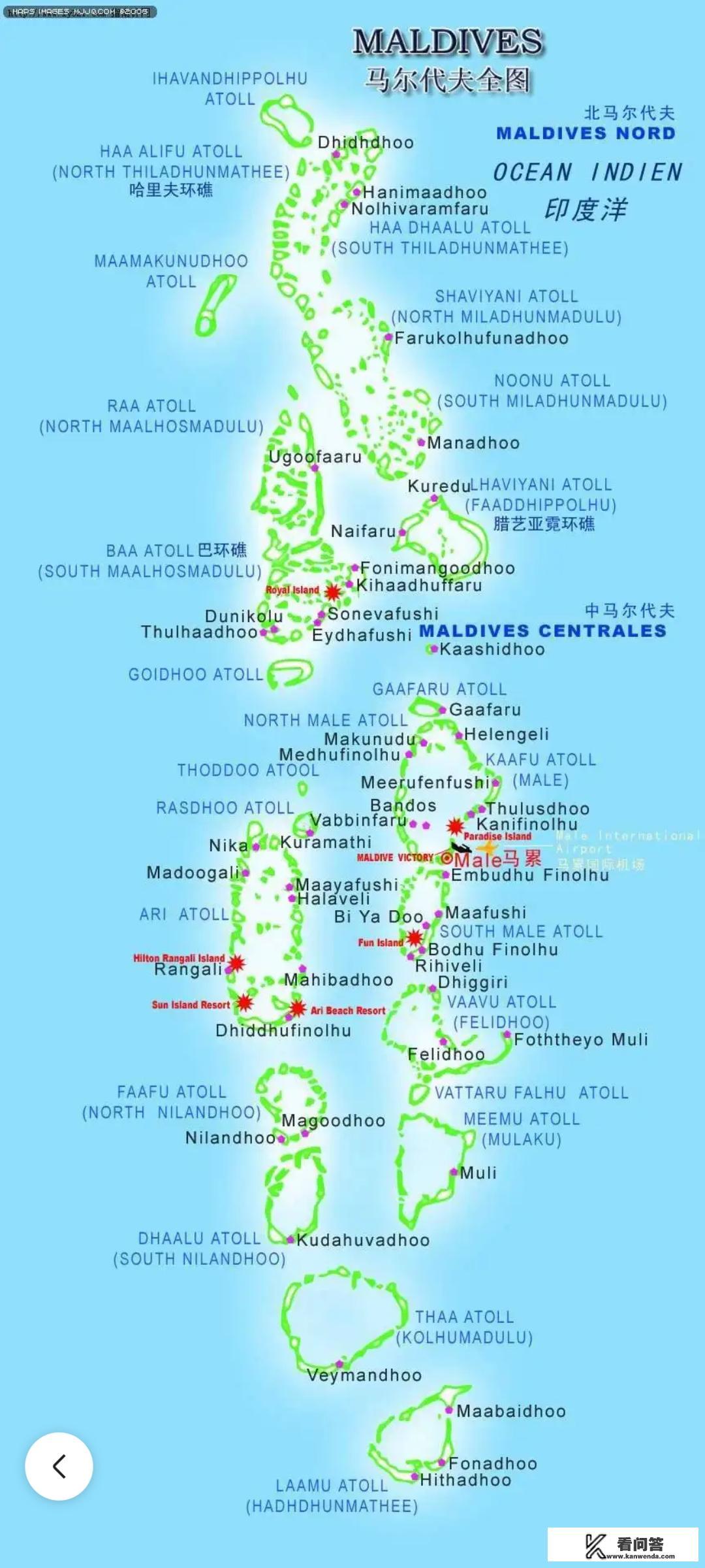 马尔代夫地图上的位置
